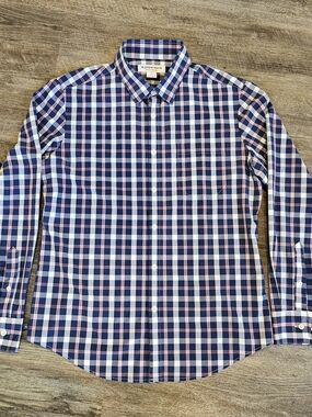 Mizzen+Main Men's Blue & Pink Plaid Button-Down Shirt